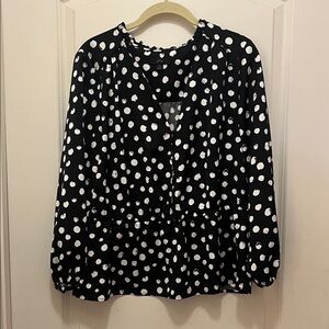 J. Crew Black and White Polka Dot Blouse